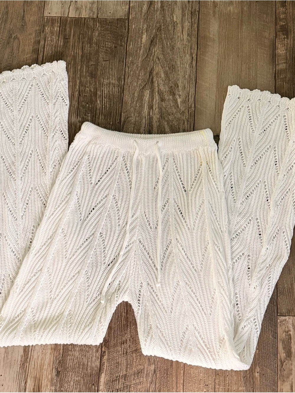 White Knit Drawstring Pants